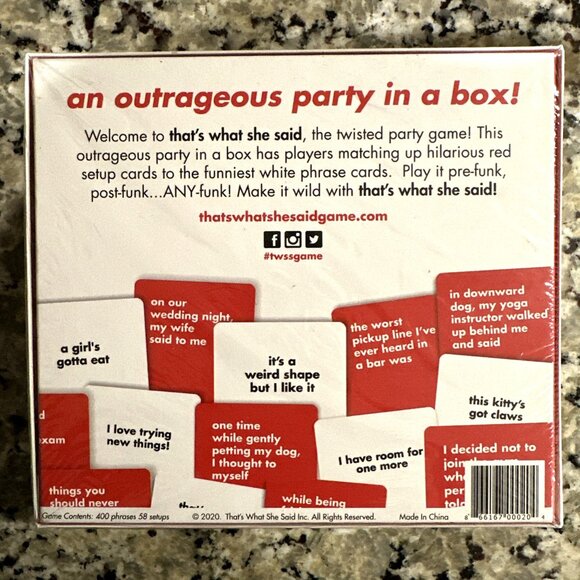 That's What She Said The Twisted Party Game 17+ Years Old 4+ Players NEW SEALED - Picture 2 of 4